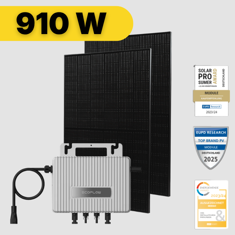 SOLARDET Balkonkraftwerk-Set 910 W inkl. 800 W Wechselrichter