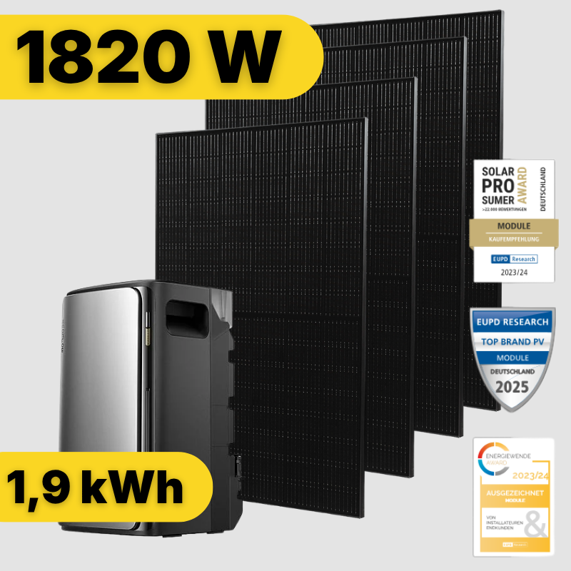 SOLARDET Balkonkraftwerk-Set 1820 W inkl. 1,92 kWh Speicher
